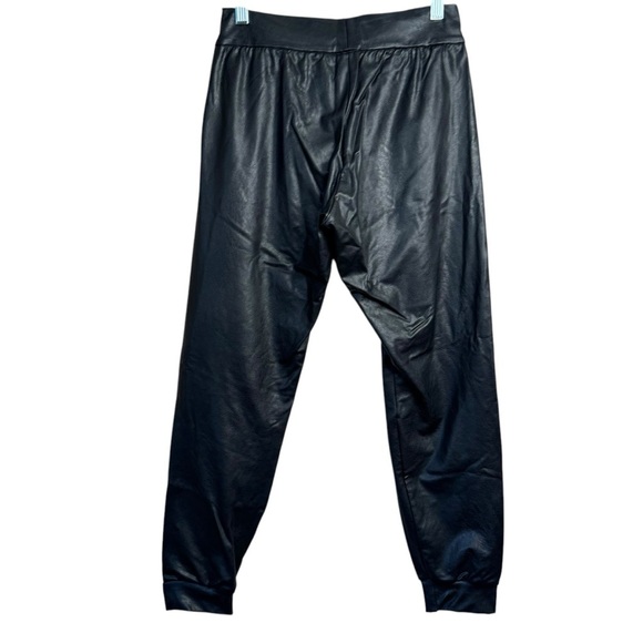 Commando Womens Black Faux Leather Jogger Pants S Small Stretch Pockets $158 L27 - Picture 3 of 11